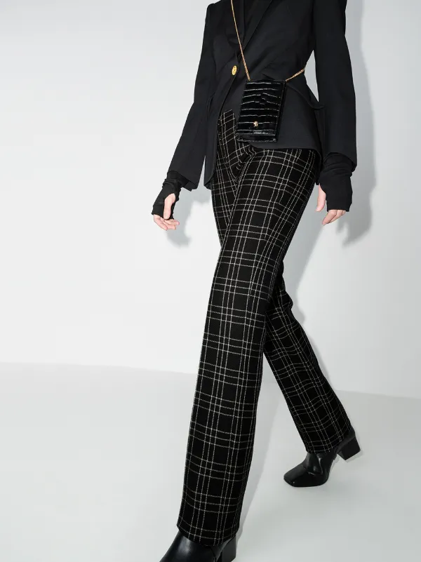 checked slim leg trousers