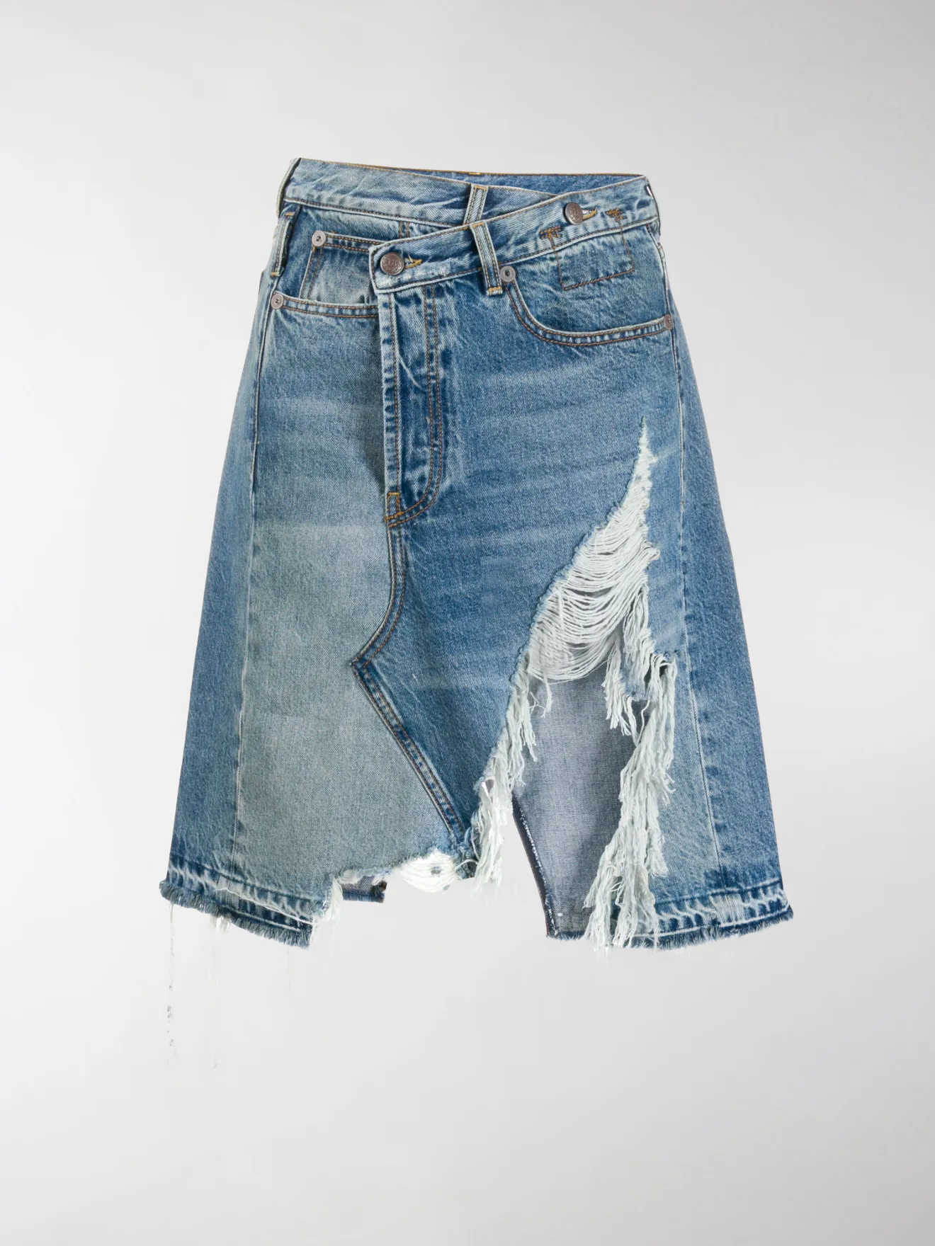 R13 Norbury denim midi skirt blue | MODES