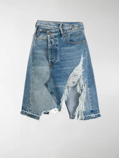R13 Norbury denim midi skirt blue | MODES