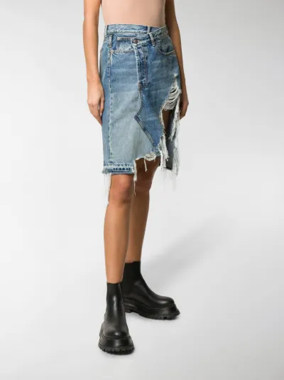 R13 Norbury denim midi skirt blue | MODES
