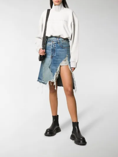 R13 Norbury denim midi skirt blue | MODES