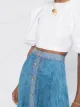 Philosophy Di Lorenzo Serafini pleated denim-trimmed skirt