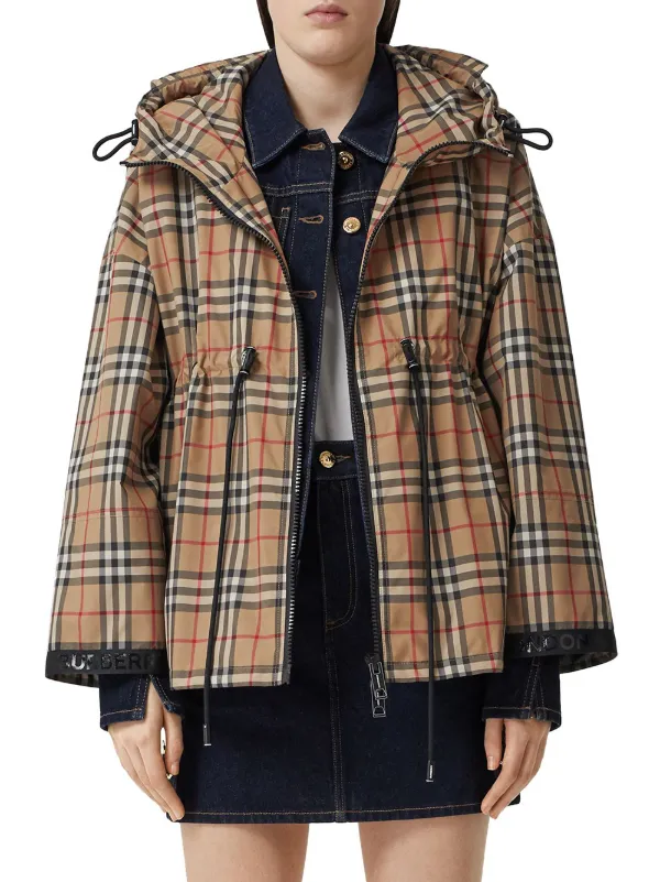 Burberry Logo Tape Vintage Check Hooded Jacket - Farfetch