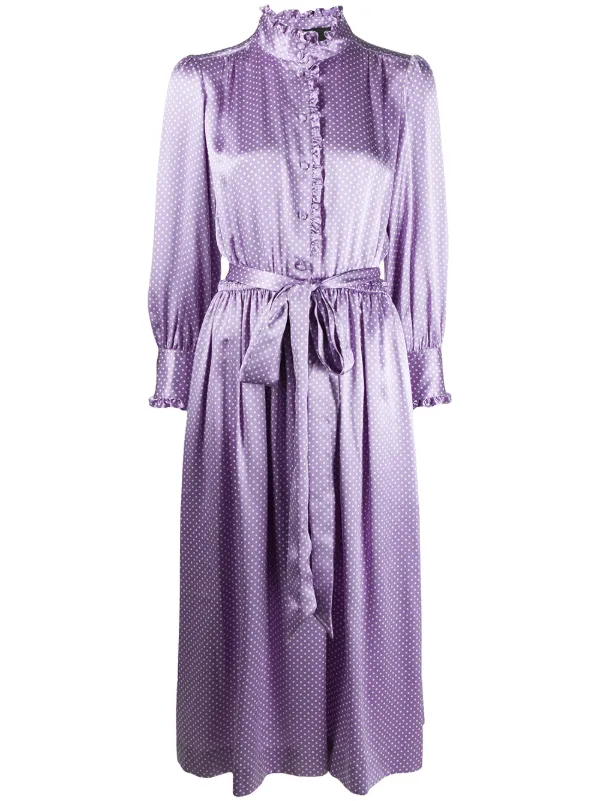 purple satin midi dress