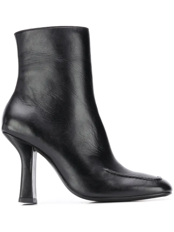 black high block heel ankle boots