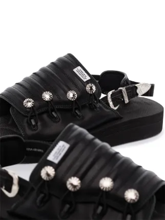 Black Suicoke 皮质凉鞋展示图