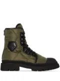 Ferragamo logo-patch quilted combat boots - Green