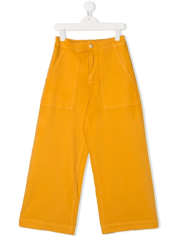 orange wide leg jeans