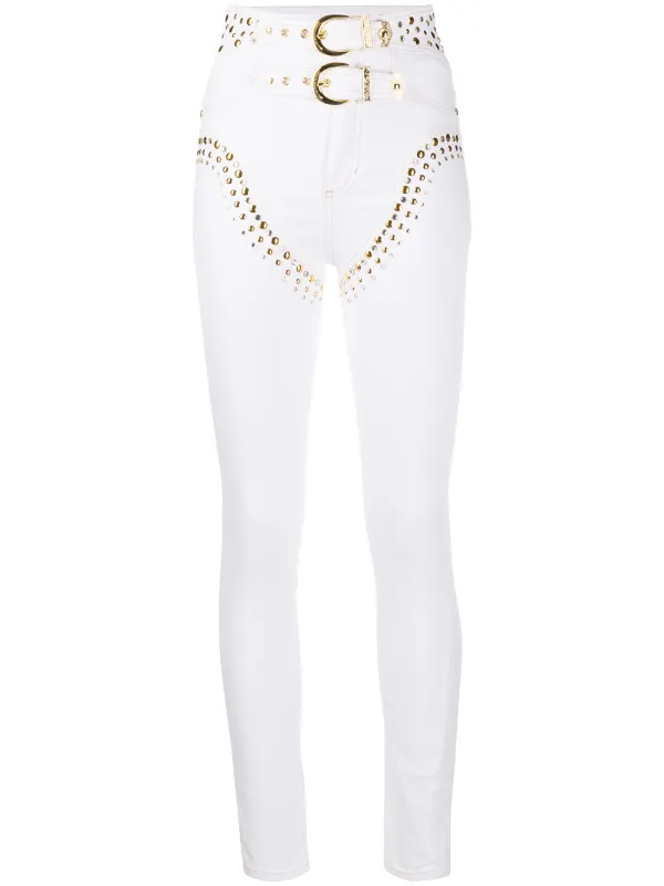white embellished jeans