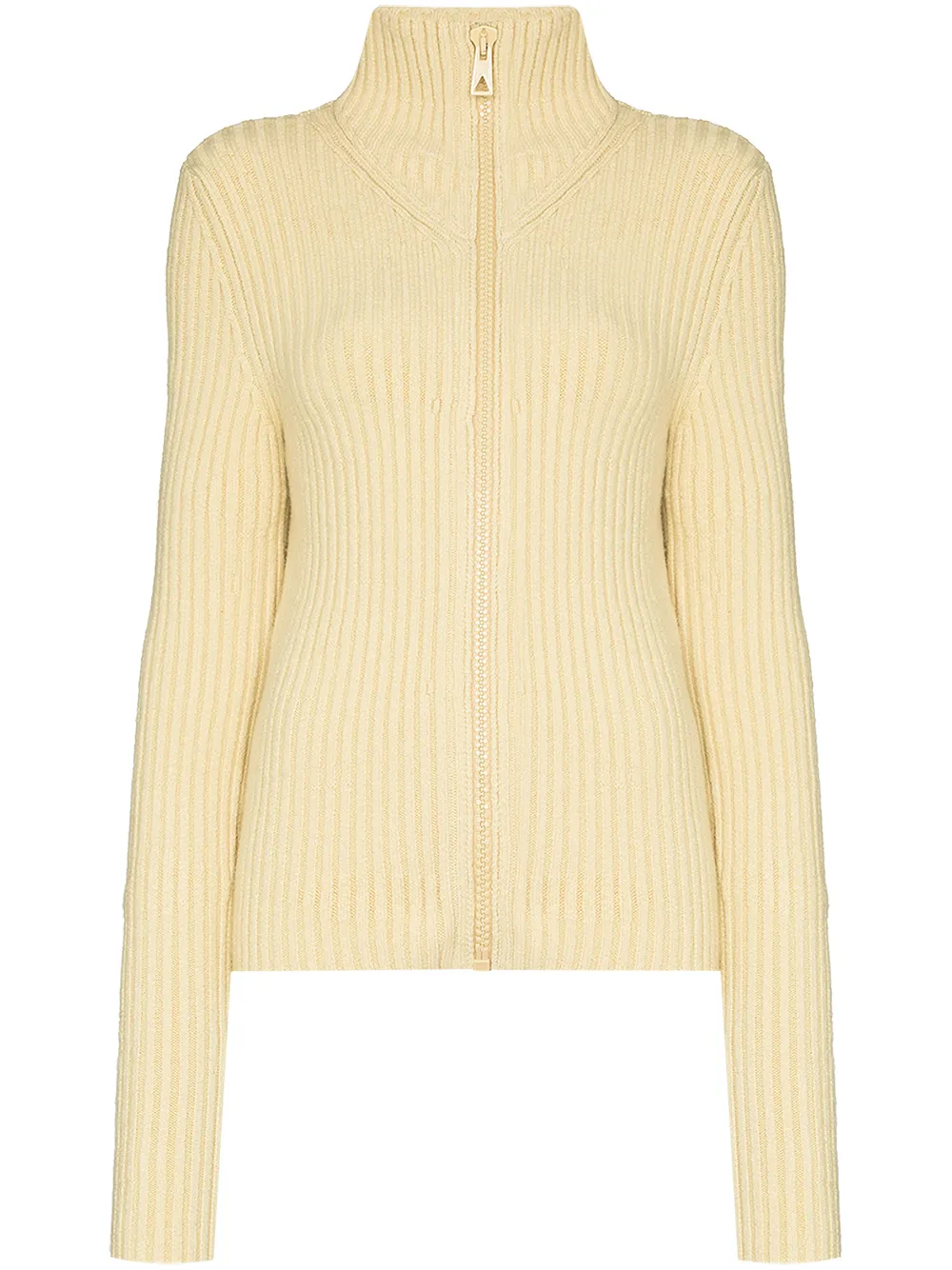 ribbed zip up sweater