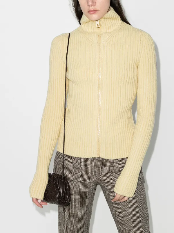 ribbed zip up sweater