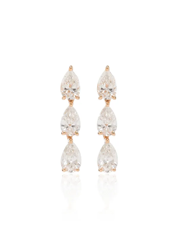 Anita Ko 18kt Rose Gold Pear Diamond Earrings in Pink