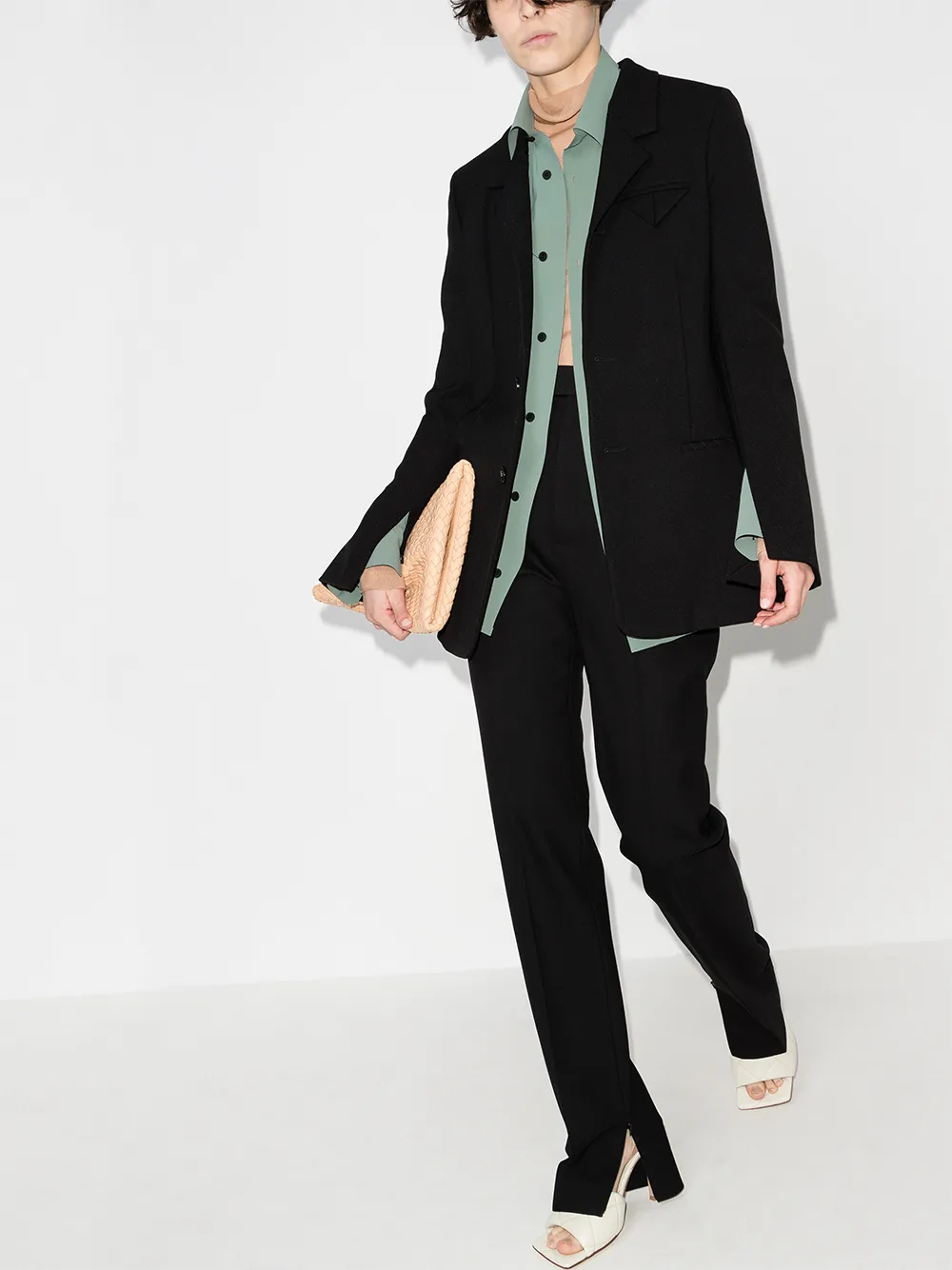 Image 2 of Bottega Veneta split-cuff single-breasted blazer