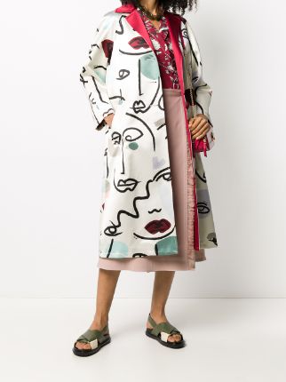 single breasted printed silk coat展示图