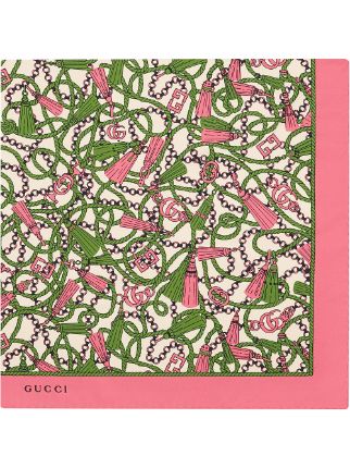 Gucci logo rose 2024 print silk scarf