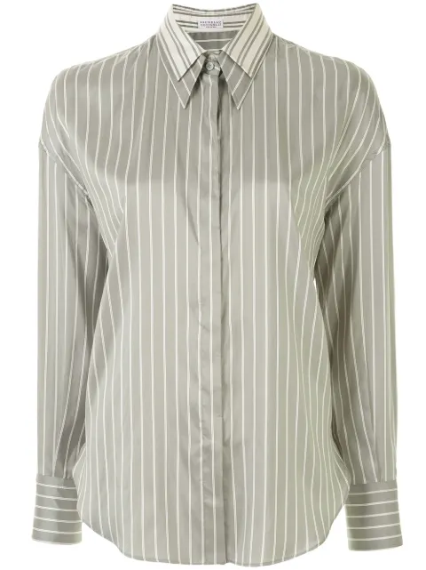 Brunello Cucinelli double-collar striped shirt