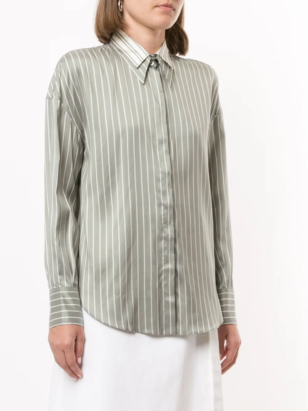 Brunello Cucinelli Blouse met dubbele kraag Groen