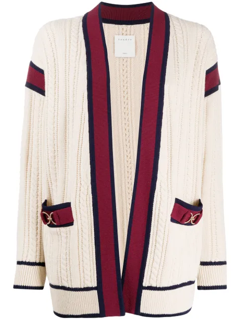 Sandro Paris San cable knit cardigan for women | SFPCA00279 at Farfetch.com