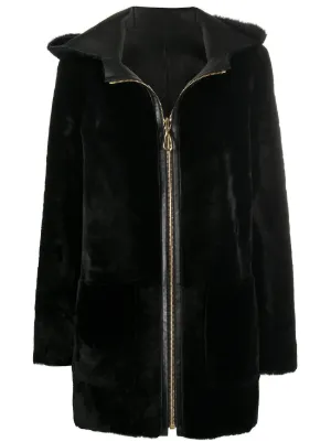 sandro reversible shearling coat