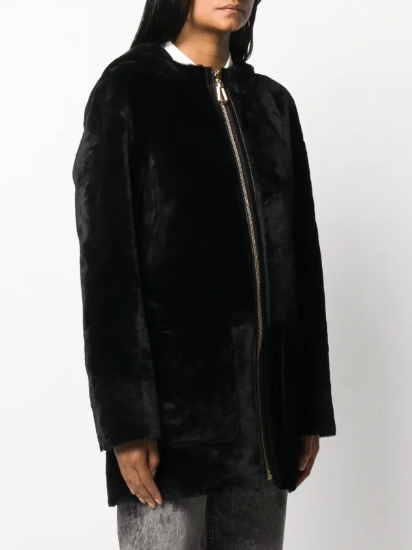 sandro reversible shearling coat