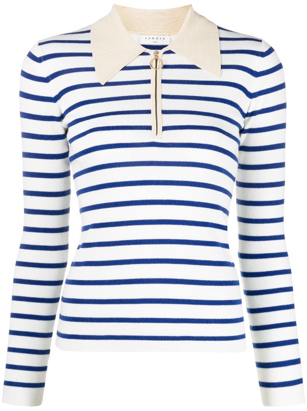 striped long sleeve polo shirt womens