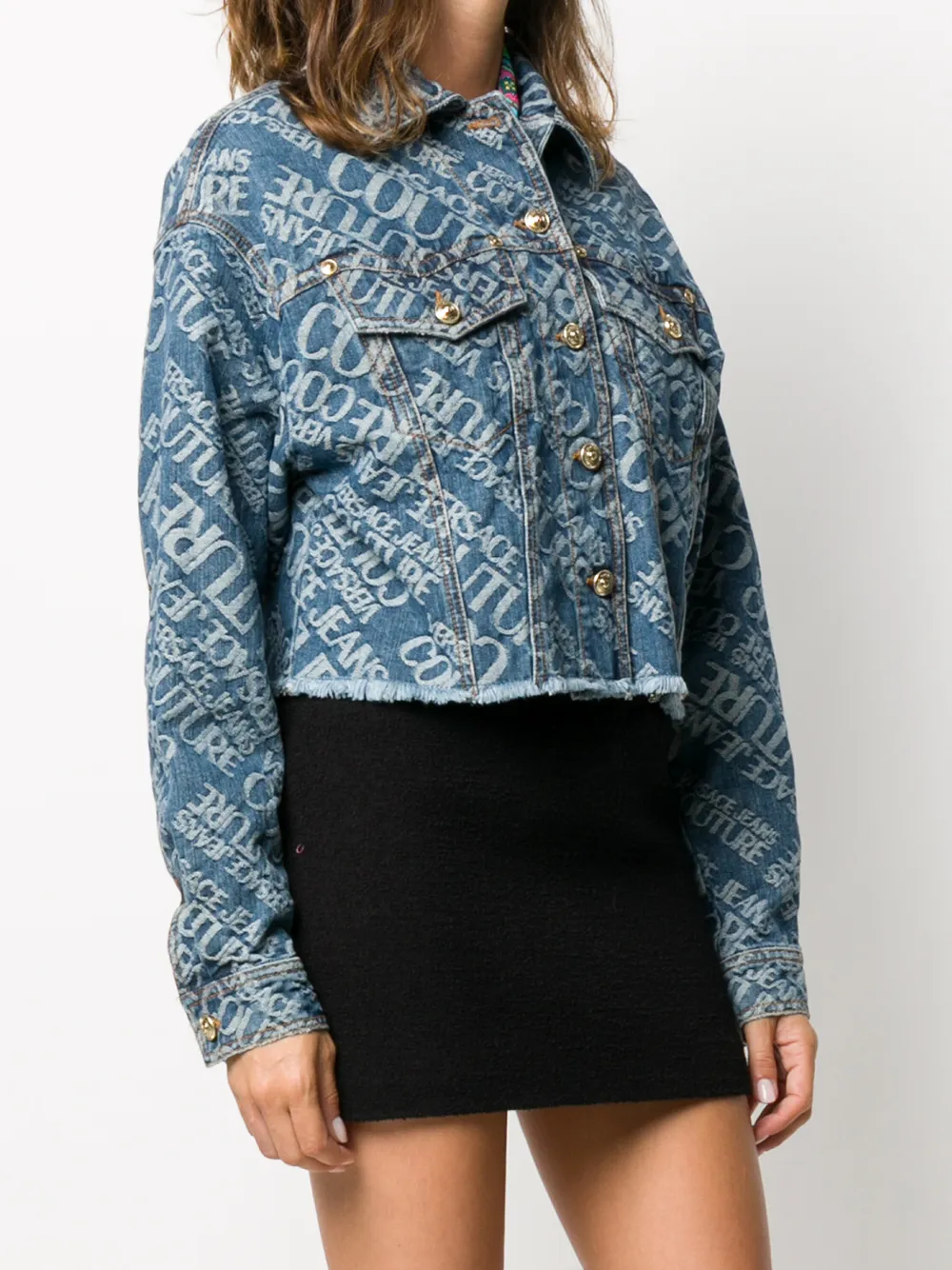 versace jeans couture logo print denim