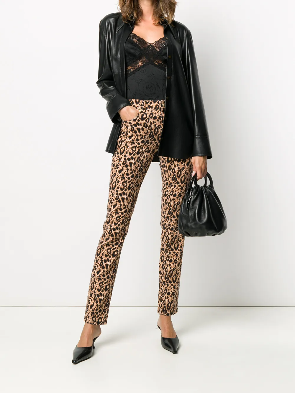 Versace Jeans Couture Broek met luipaardprint - Bruin