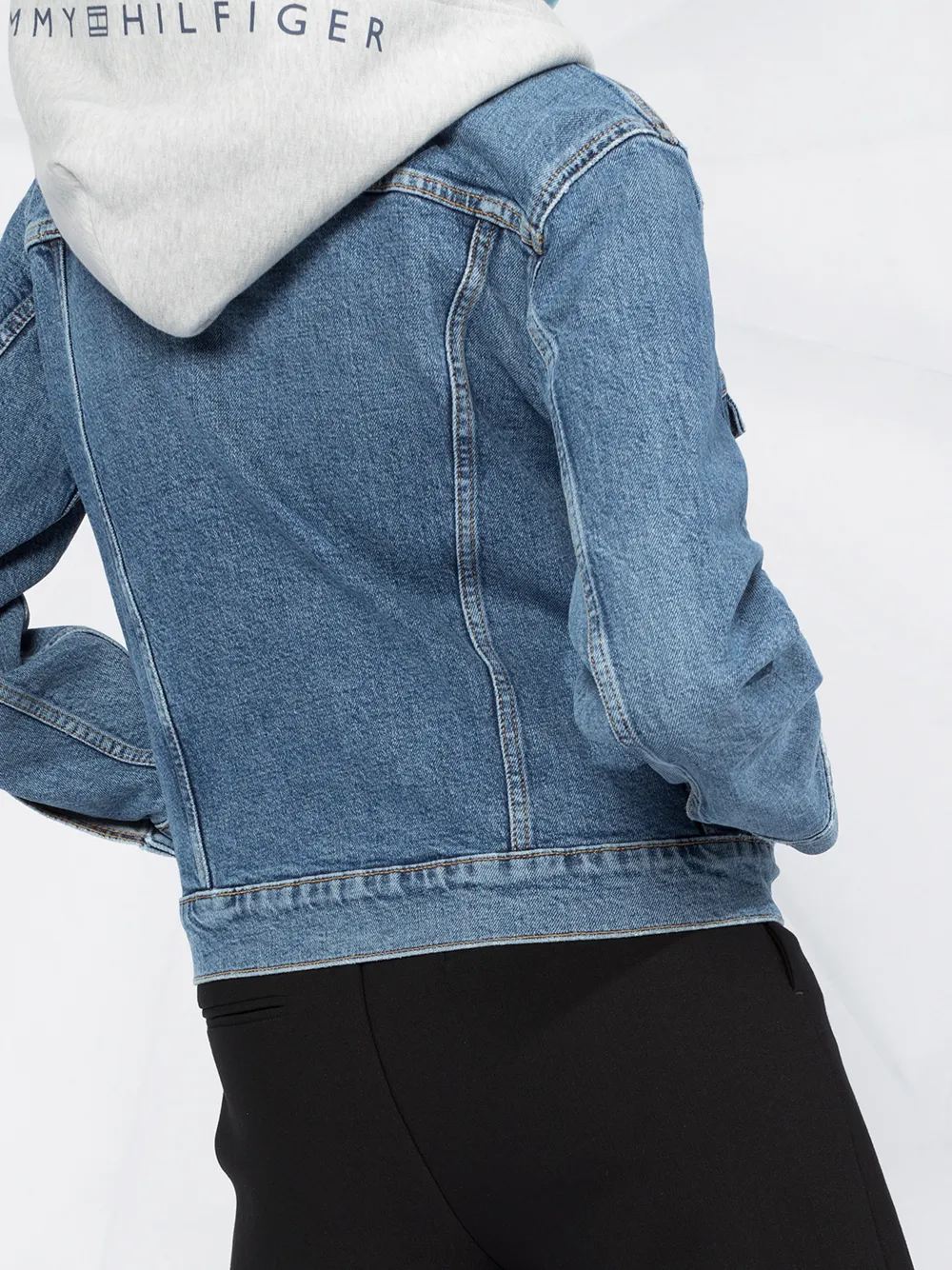 denim jacket with removable hood