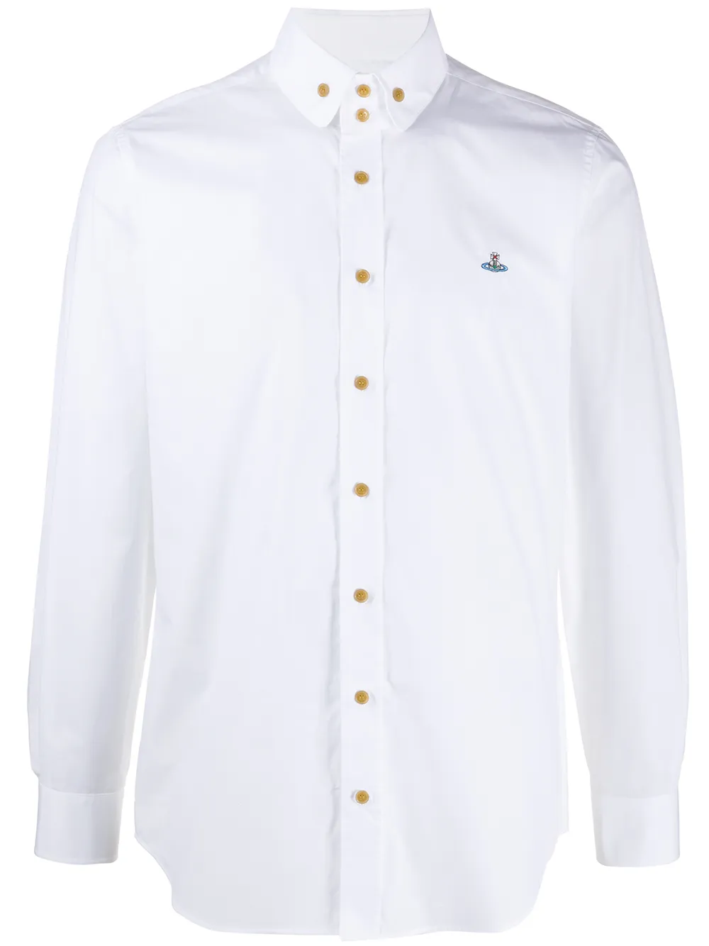Click to view more detailed imagery on our partner's website Vivienne Westwood Double Button Orb Logo Shirt Colour: White