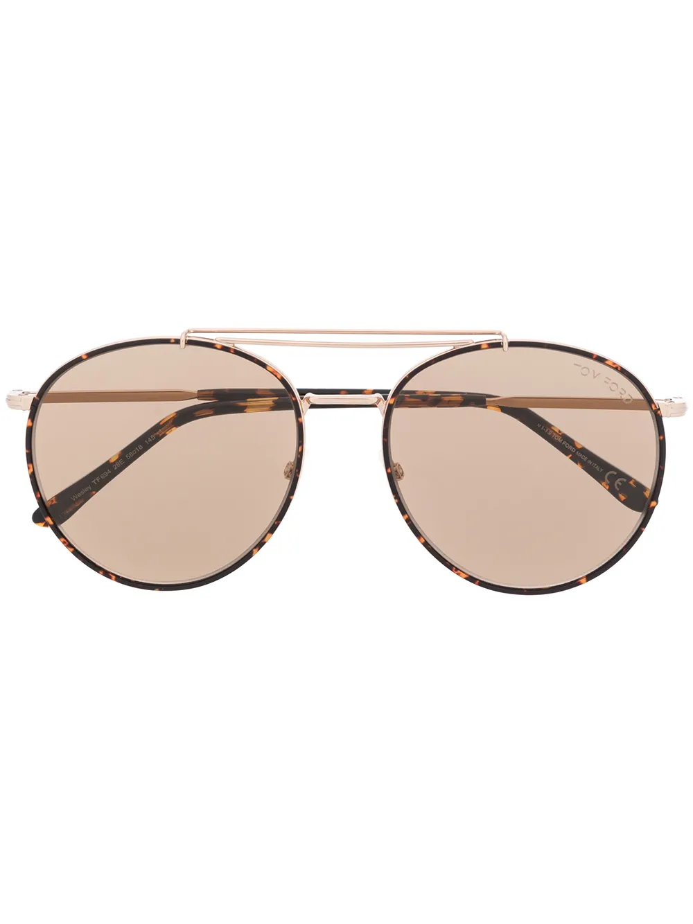 

TOM FORD Eyewear Wesley round pilot-frame sunglasses - Brown