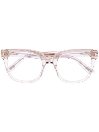 Tom Ford Eyewear Blue Block Transparent Square Frame Glasses Farfetch