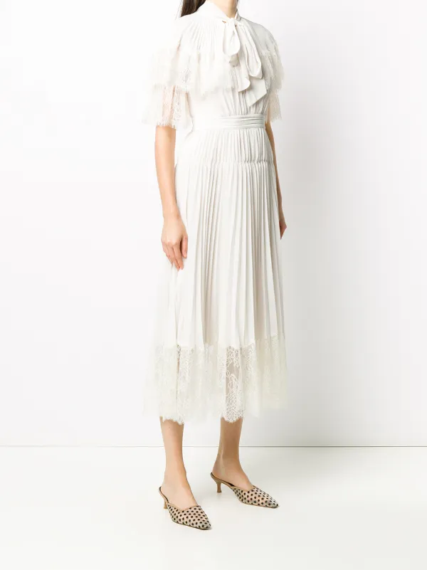 Self portrait cream chiffon tiered midi dress Clearance