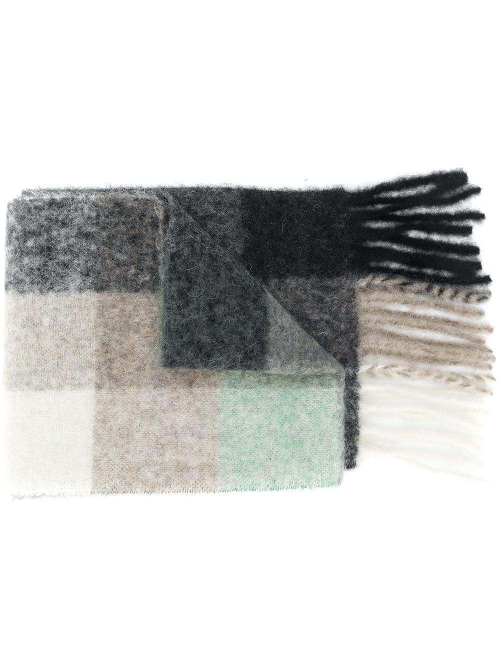 Shop Acne Studios Checked Mohair-blend Scarf In Black