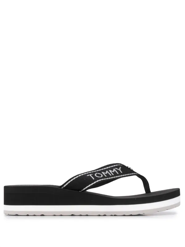tommy hilfiger black flip flops