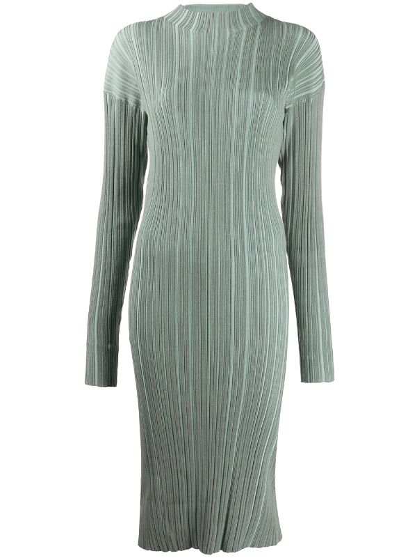 green ribbed dress