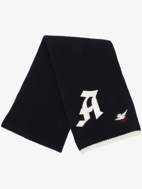 Alexander McQueen embroidered logo ribbed scarf