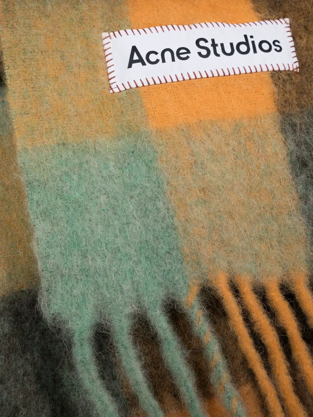 Acne Studios Checked Mohair-blend Scarf In Brown