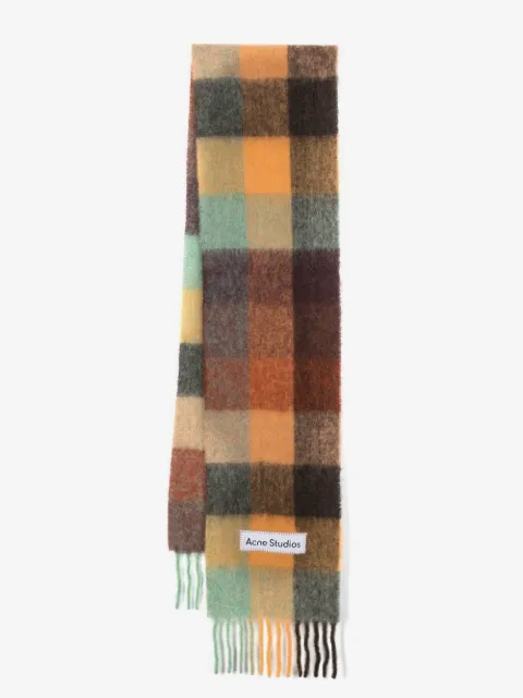 Acne Studios bufanda con motivo de cuadros y flecos