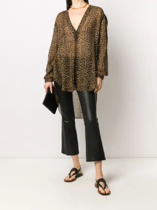 leopard print asymmetric blouse展示图