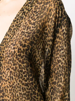 leopard print asymmetric blouse展示图