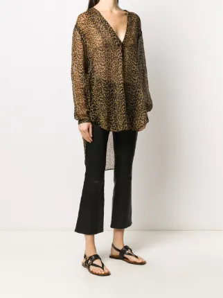 leopard print asymmetric blouse展示图