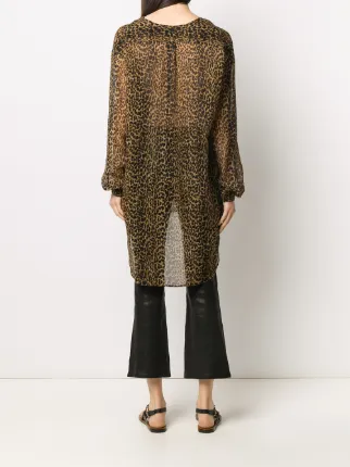 leopard print asymmetric blouse展示图