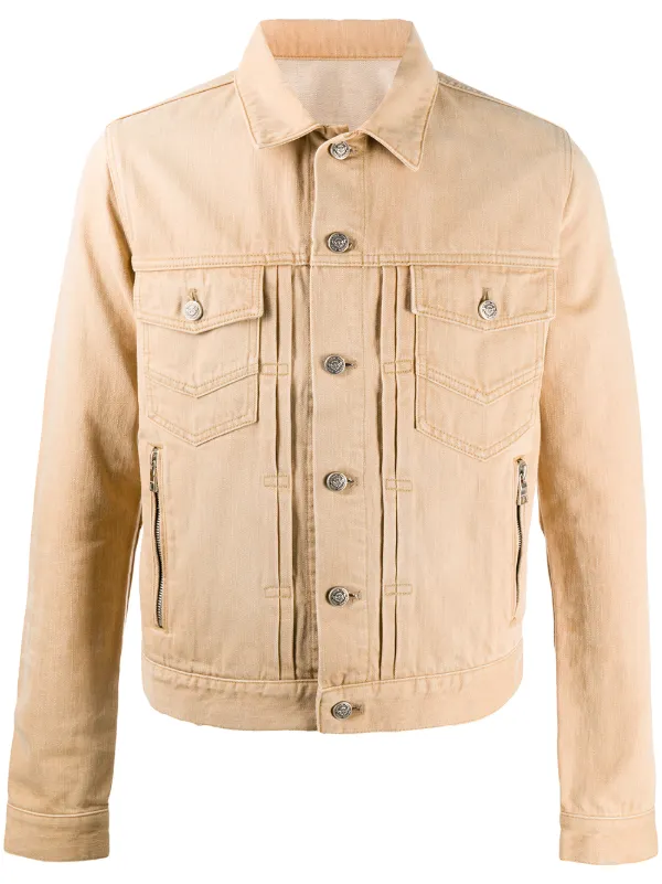 Shop Balmain buttoned denim jacket with 