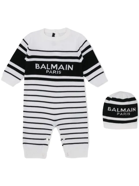 Balmain Kids knitted striped babygrow