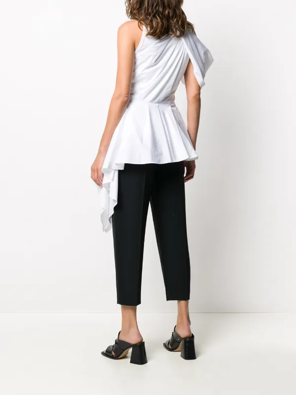 Alexander McQueen Draped Asymmetric Top | White | FARFETCH