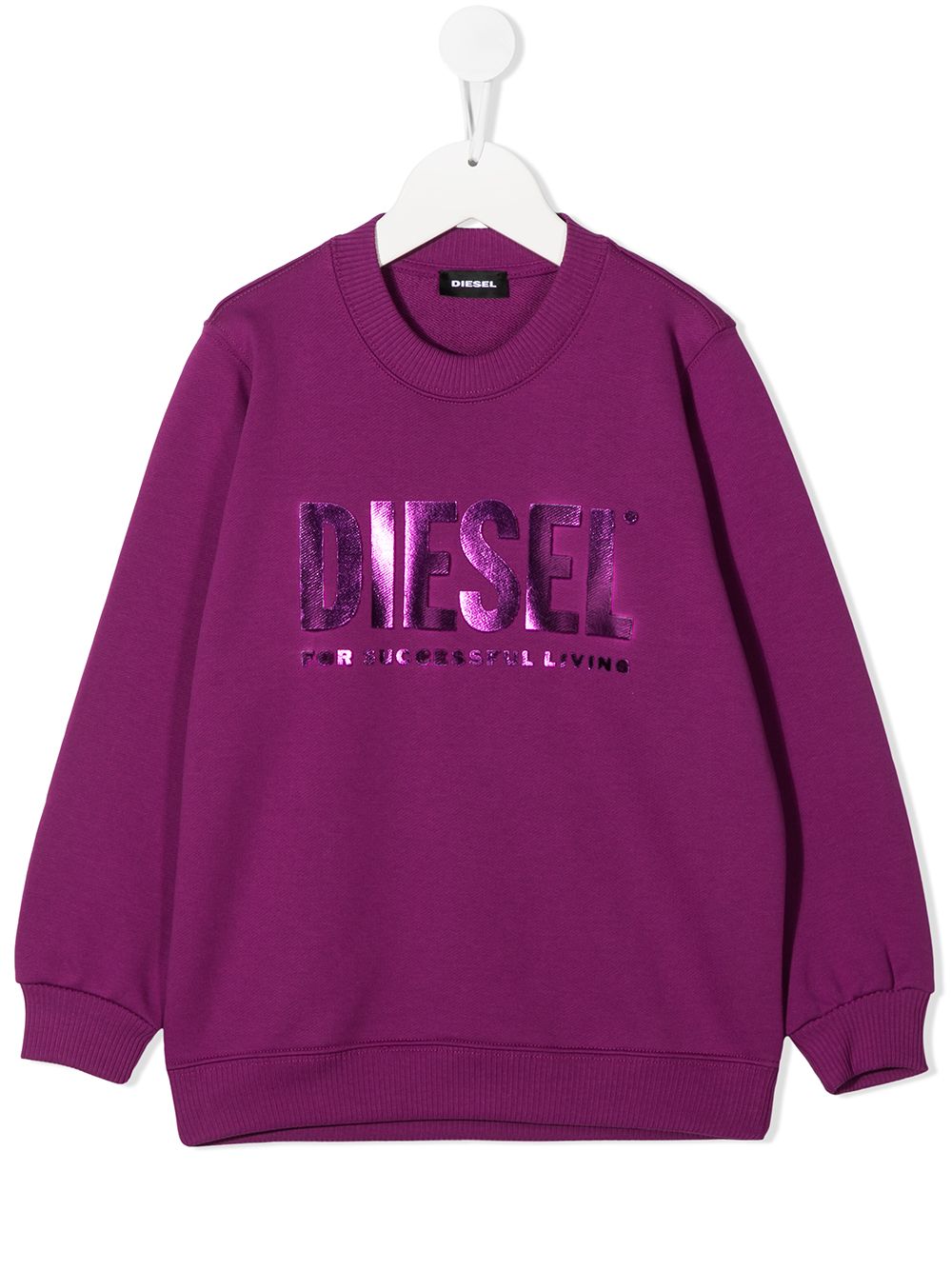 фото Diesel kids metallic logo print round neck sweatshirt