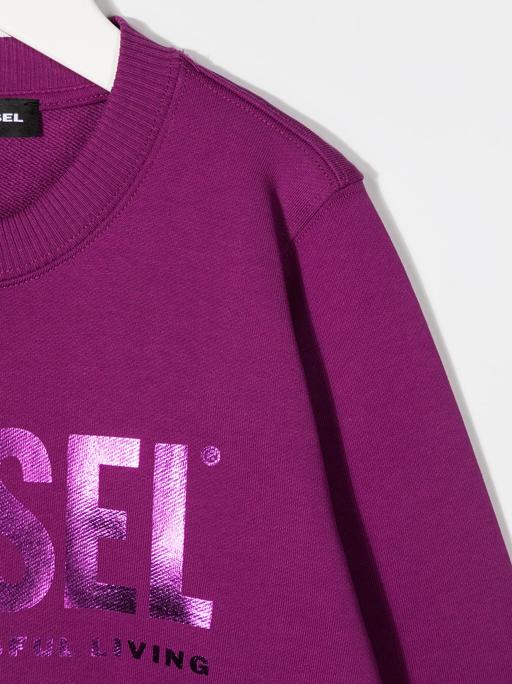 фото Diesel kids metallic logo print round neck sweatshirt