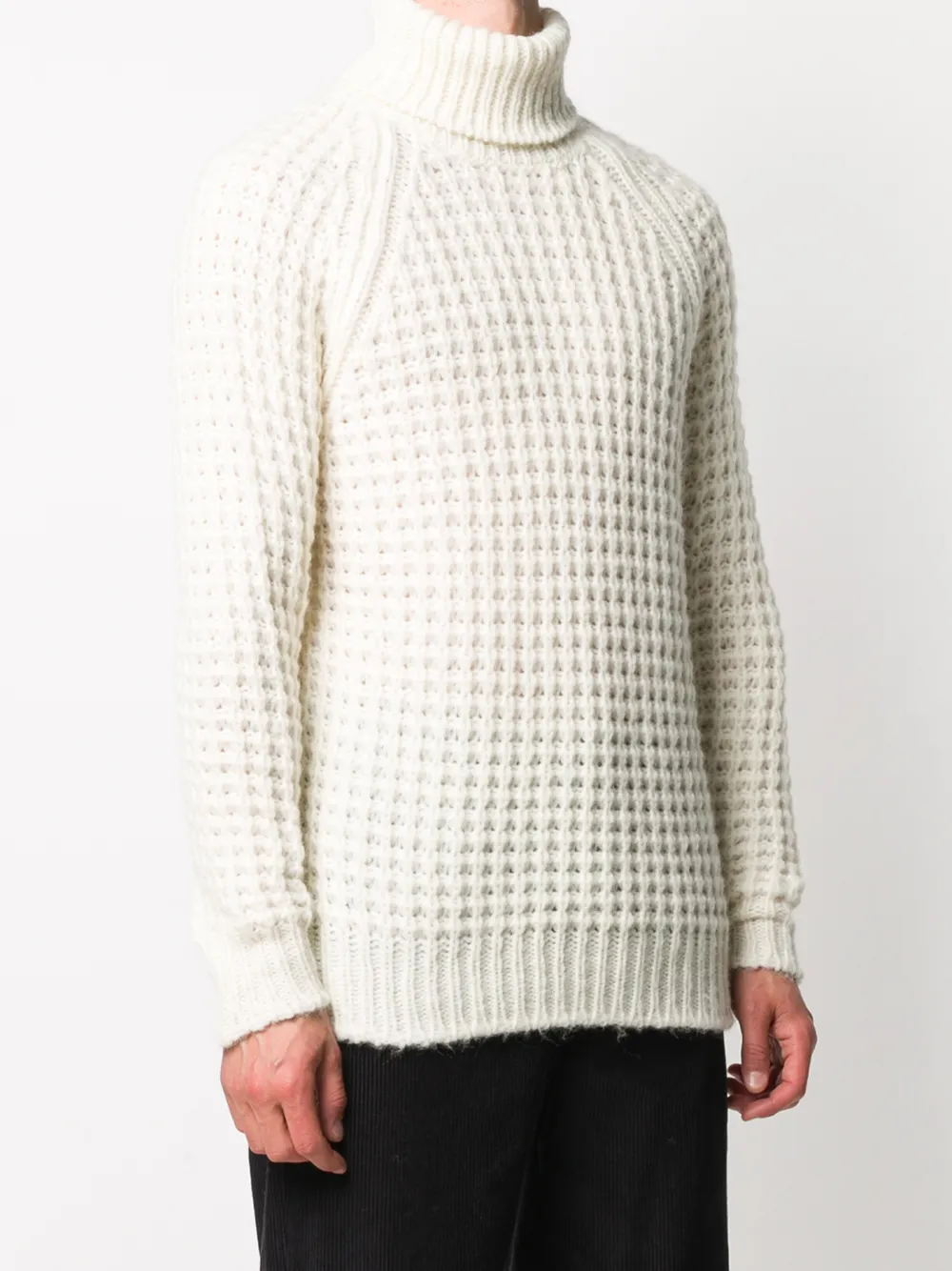 Roberto Collina Waffle-knit Roll-neck Jumper In Neutrals