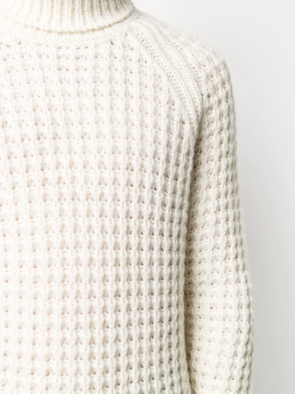 Roberto Collina Waffle-knit Roll-neck Jumper In Neutrals