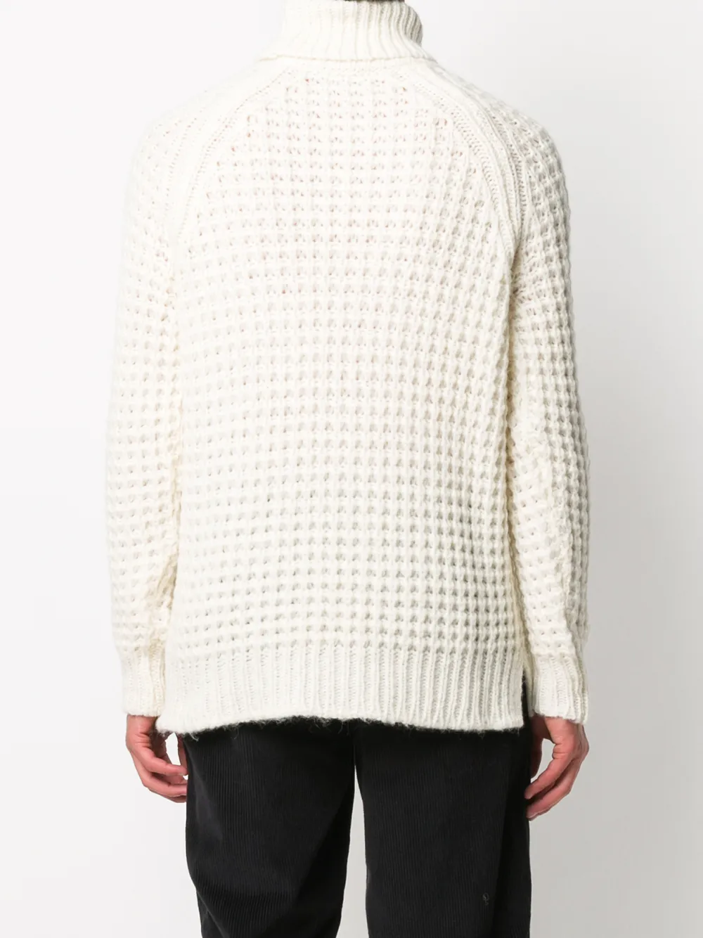 Roberto Collina Waffle-knit Roll-neck Jumper In Neutrals
